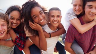 Group of teenagers having fun
