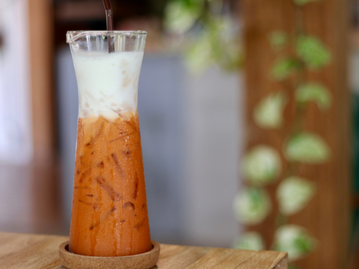 Thai iced tea in a tall glass