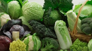 A close-up picture of different types of cabbages