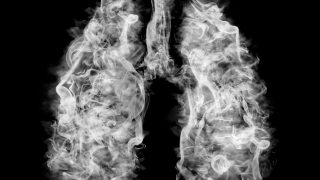 Illustration of smoke-filled lungs