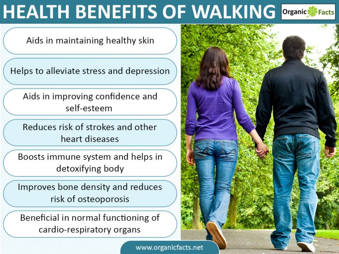 An infographic on health benefits of walking