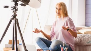 Female influencer making a video