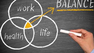 work life balance on a blackboard